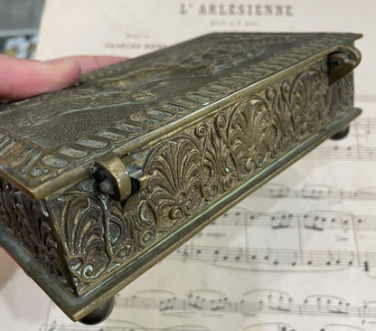 Rare Antique French Max LeVerrier Bronze Box Herakles Hercules c1930