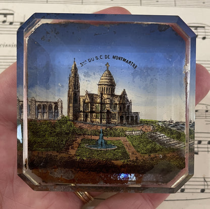 Antique French Glass Paperweight Sacre Coeur Montmartre c1920