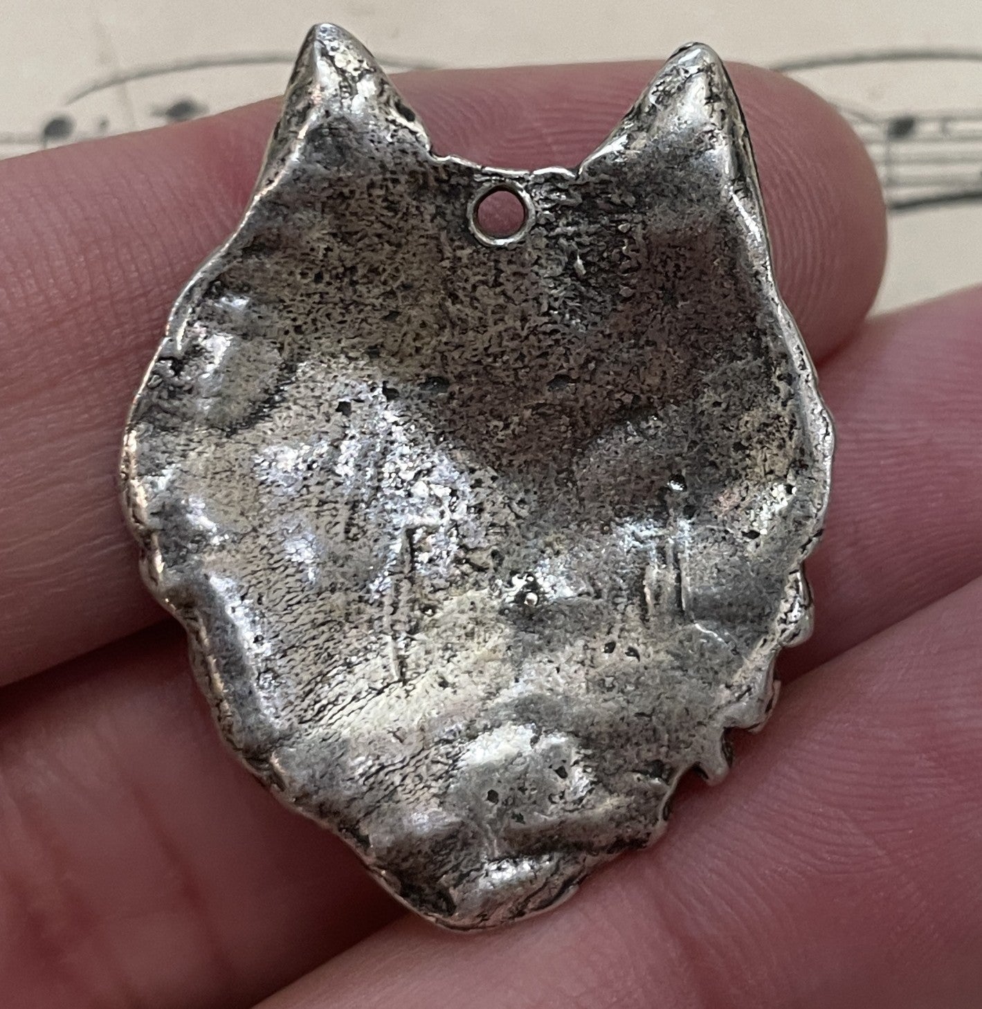 Rare Antique French Pewter Medal Dog Wolf c1940