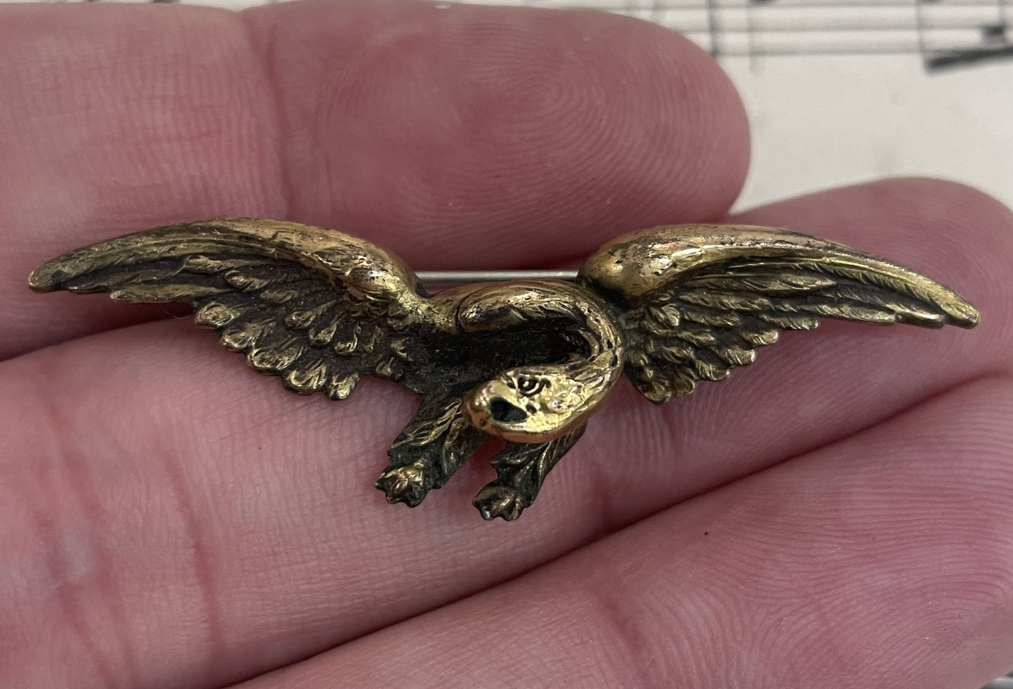 Rare Antique French Art Nouveau Gold Plated Brooch Eagle c1900