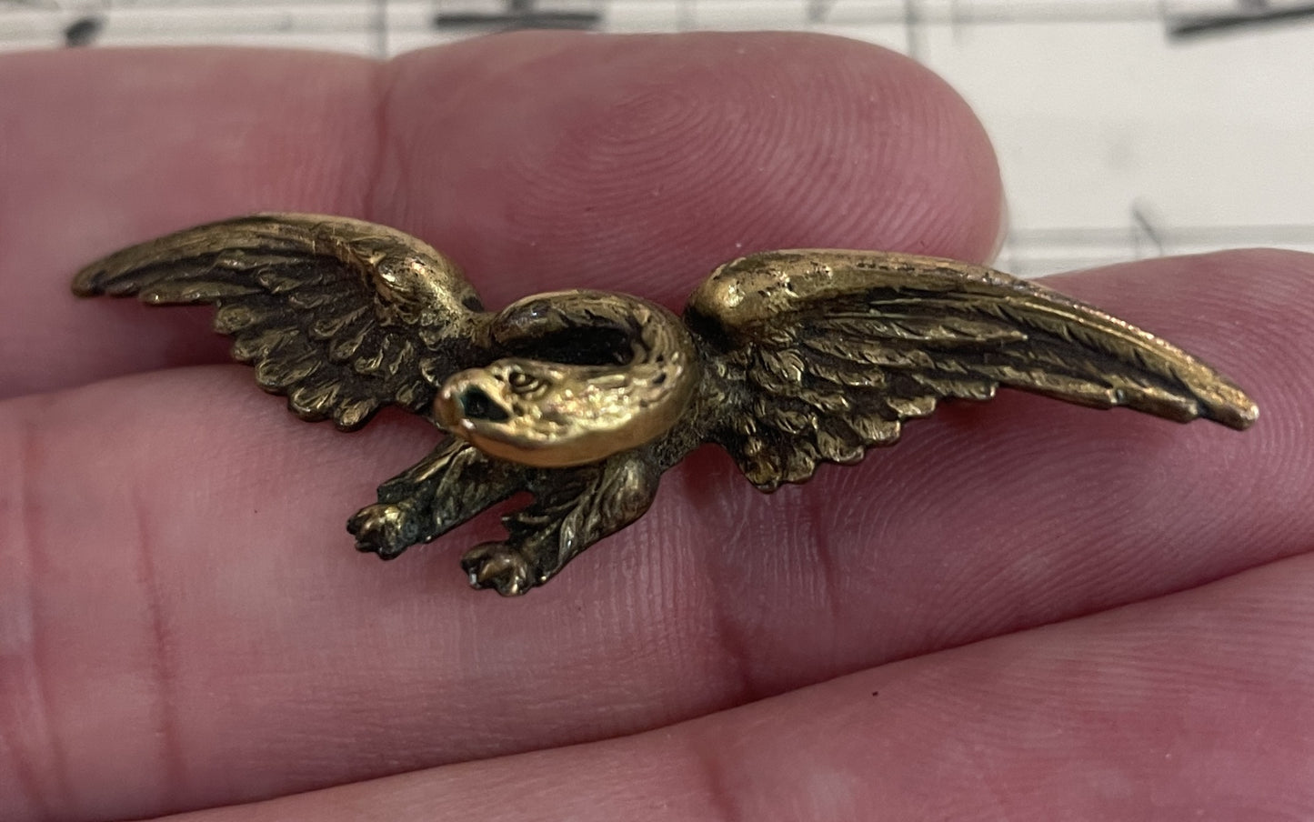 Rare Antique French Art Nouveau Gold Plated Brooch Eagle c1900