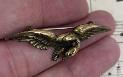 Rare Antique French Art Nouveau Gold Plated Brooch Eagle c1900