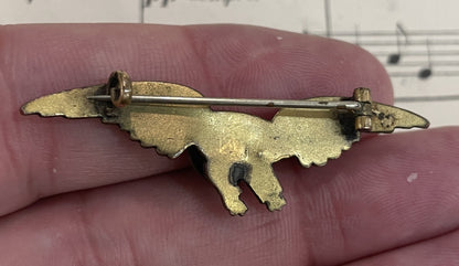 Rare Antique French Art Nouveau Gold Plated Brooch Eagle c1900