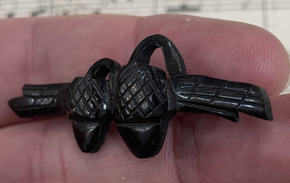 Antique French Acorn Gutta Percha Mourning Brooch c1900