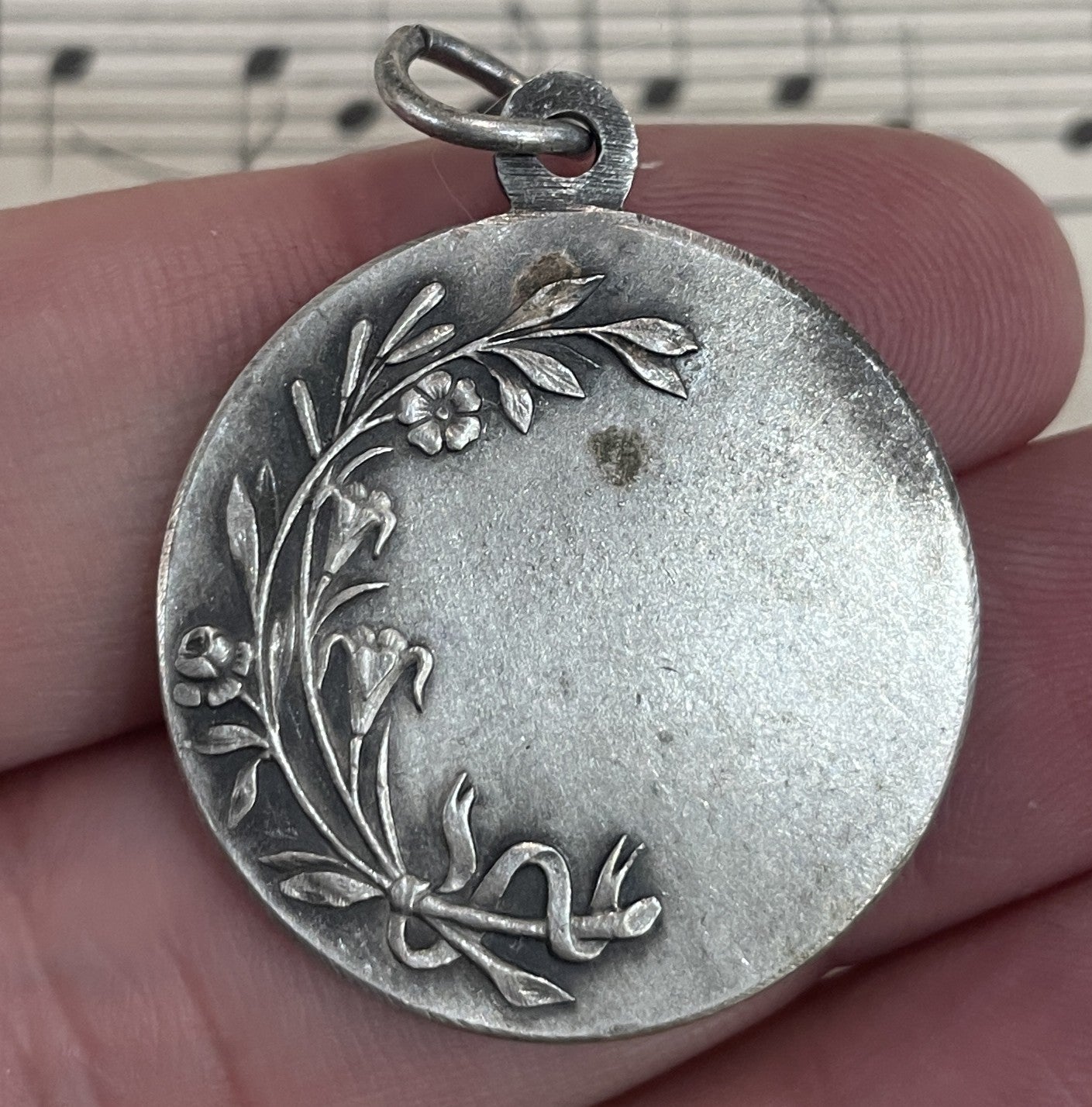 Large Antique French Jesus Mary Magdalene Religious Medal Signed Dropsy c1910