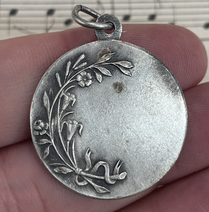 Large Antique French Jesus Mary Magdalene Religious Medal Signed Dropsy c1910