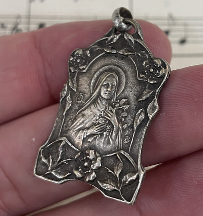 Rare Large Antique French St. Therese of Lisieux Religious Medal c1920