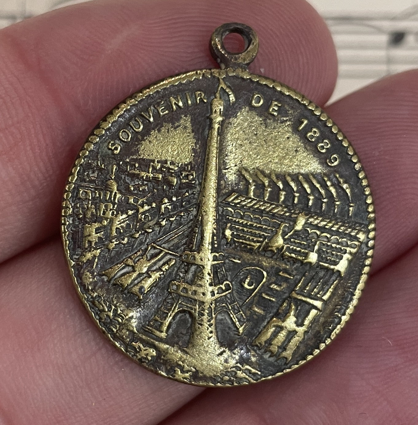 Rare Antique French Eiffel Tower Souvenir Paris Bronze Medal c1889