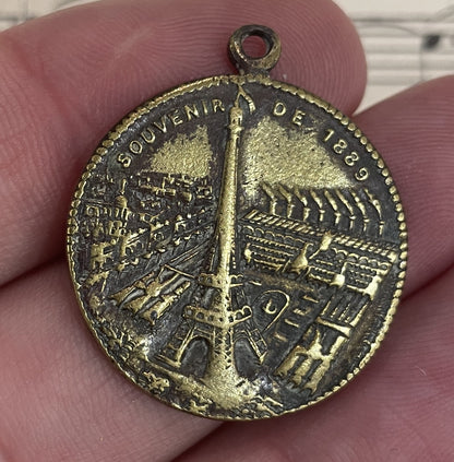 Rare Antique French Eiffel Tower Souvenir Paris Bronze Medal c1889