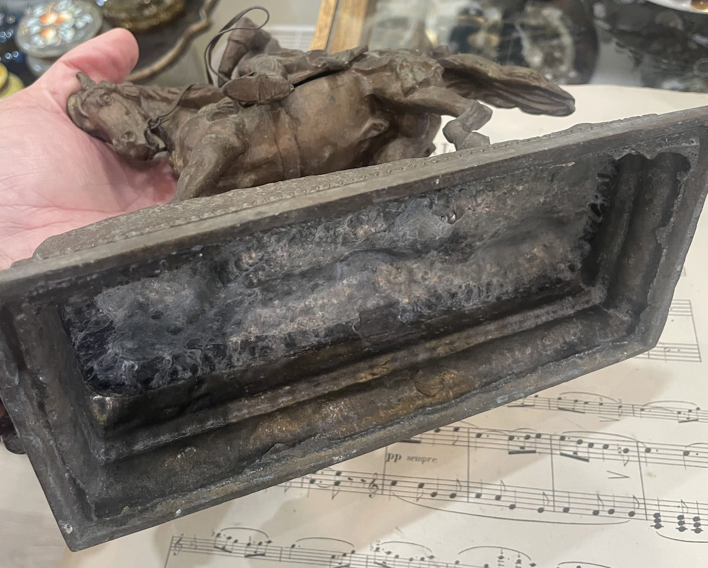Rare Antique French St Joan of Arc on Horse Spelter Statue c1880