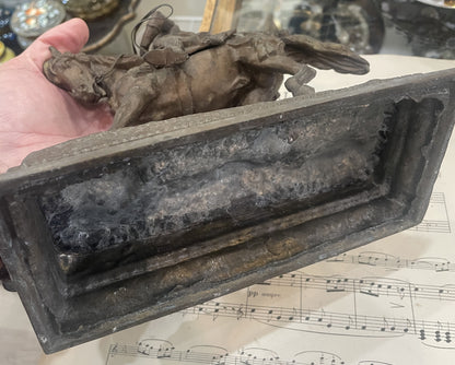 Rare Antique French St Joan of Arc on Horse Spelter Statue c1880