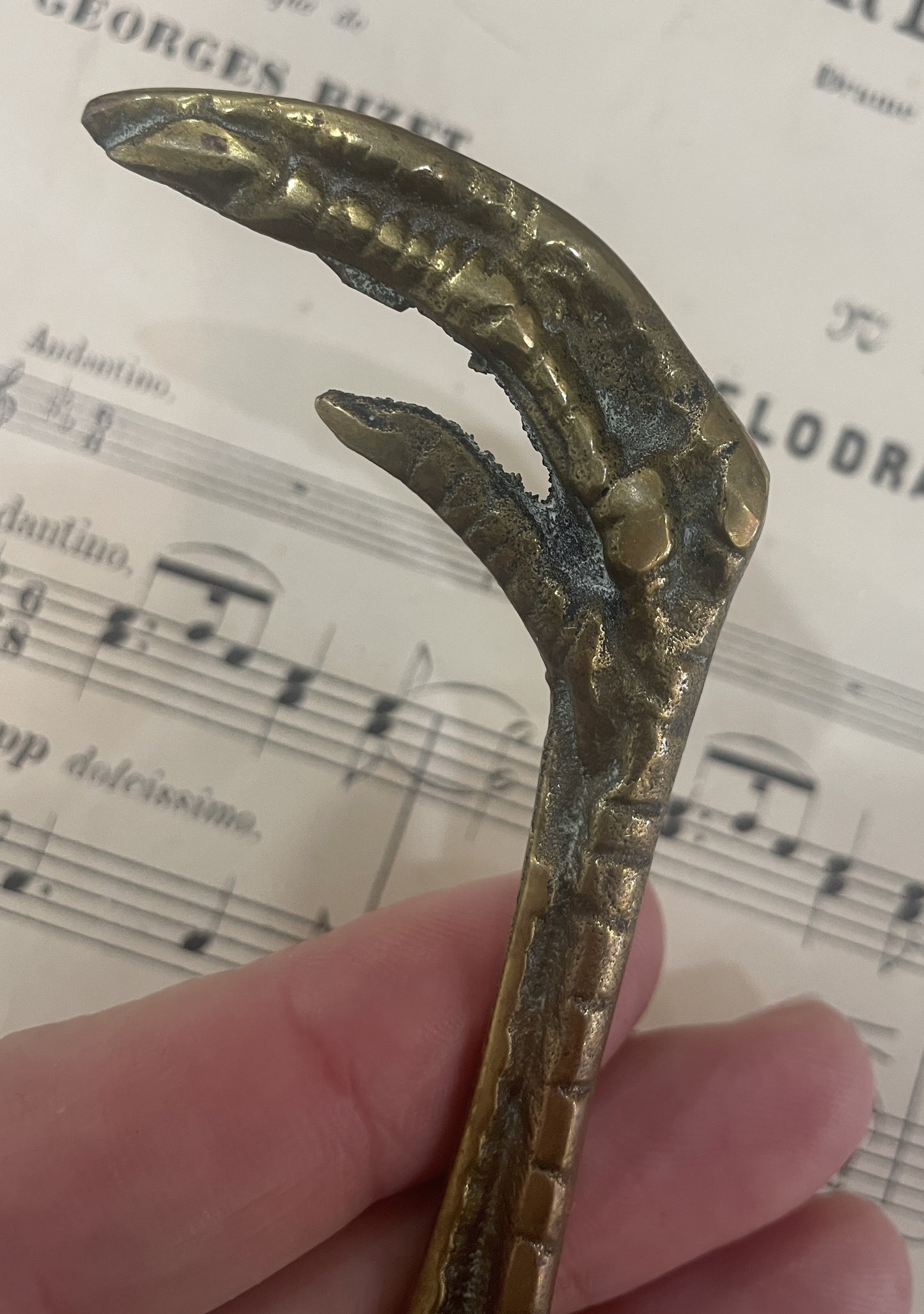 Rare Antique French Bronze Chicken Foot Feather Letter Opener c1900