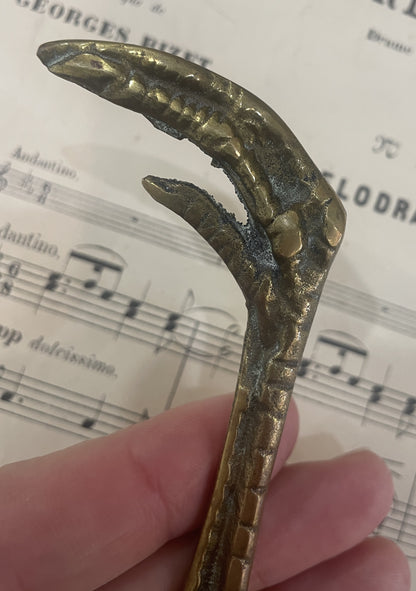 Rare Antique French Bronze Chicken Foot Feather Letter Opener c1900