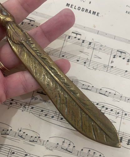 Rare Antique French Bronze Chicken Foot Feather Letter Opener c1900