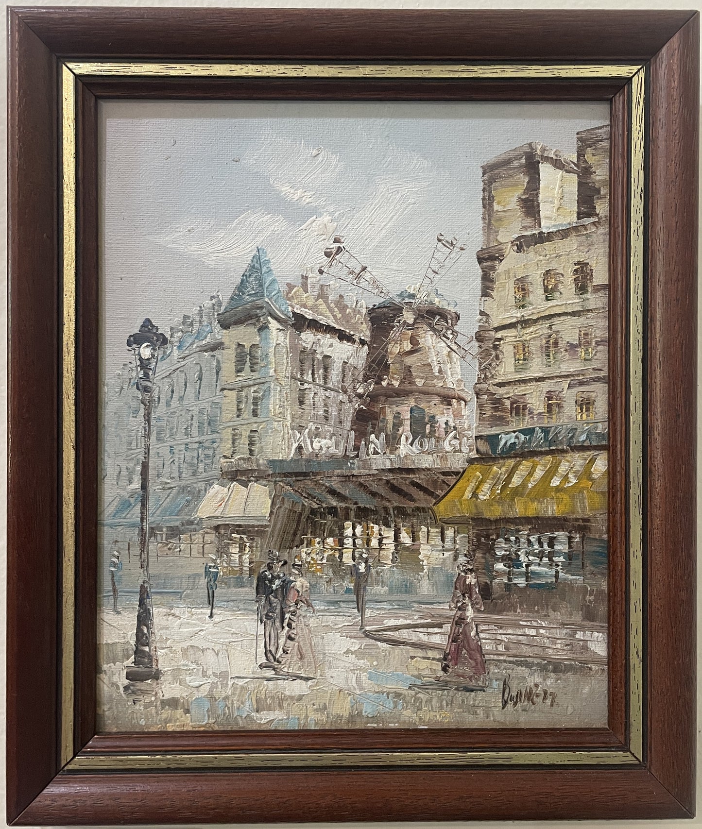 Vintage Oil on Canvas Moulin Rouge Paris Signed Burnett c1950