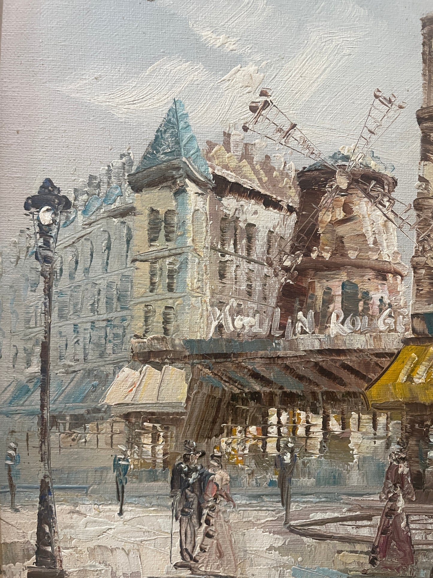 Vintage Oil on Canvas Moulin Rouge Paris Signed Burnett c1950
