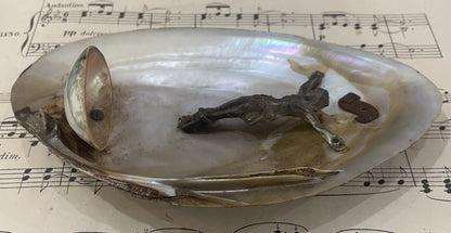 Antique French Shell Holy Water Font Jesus c1900