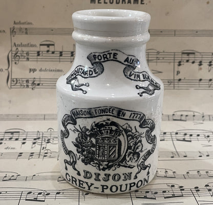 Antique French Mustard Porcelain Jar Grey Poupon Dijon Sarreguemines c1900