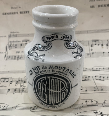 Antique French Mustard Porcelain Jar Grey Poupon Dijon Sarreguemines c1900