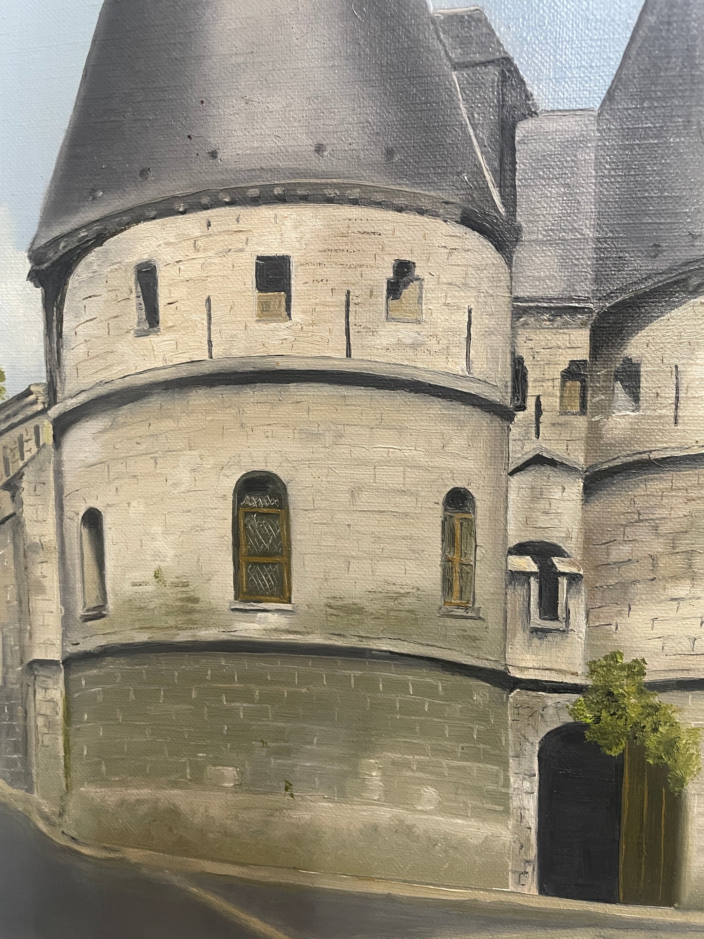 Vintage French Signed Oil on Canvas Palais Episcopal Beauvais c1980
