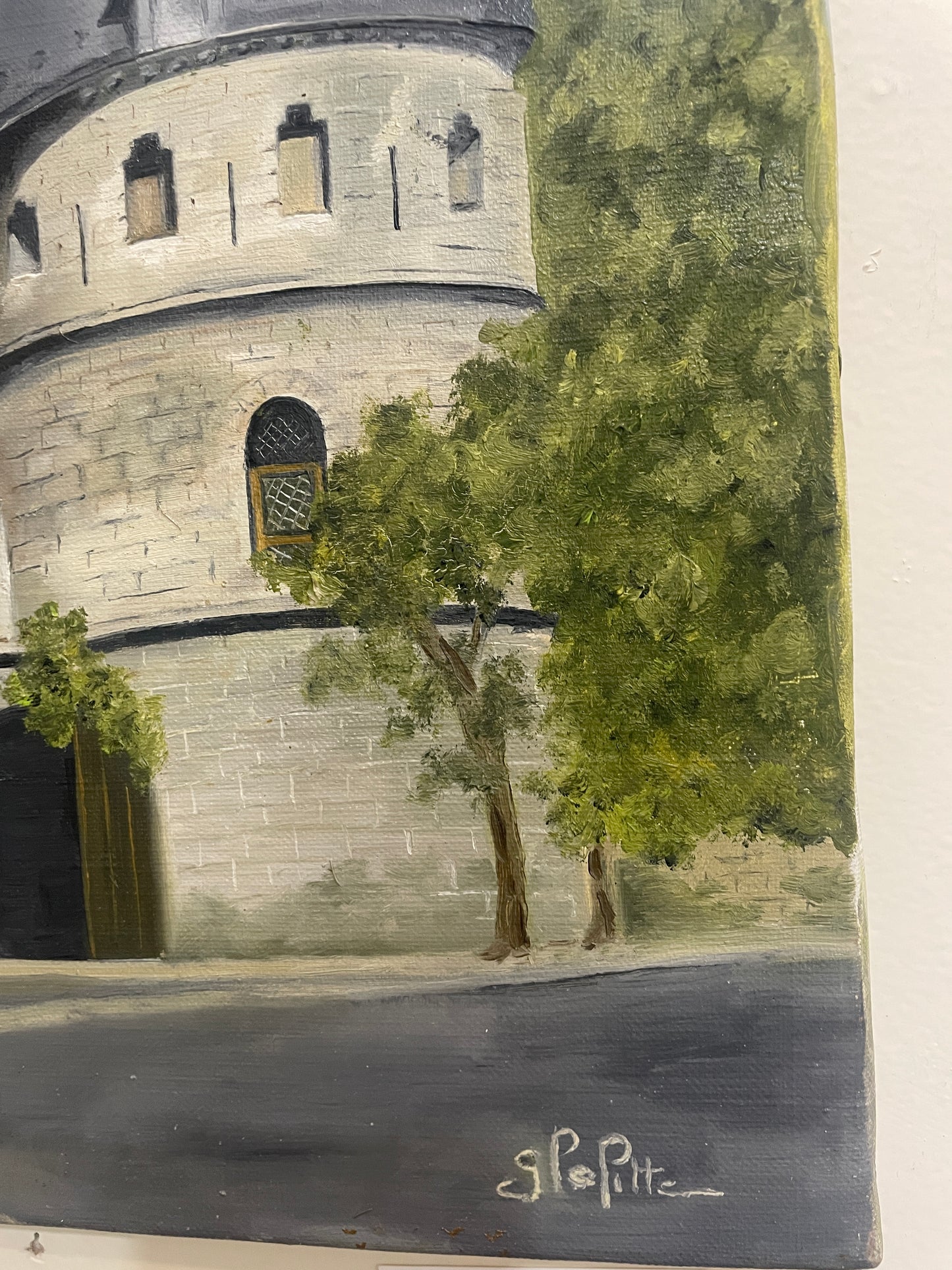 Vintage French Signed Oil on Canvas Palais Episcopal Beauvais c1980