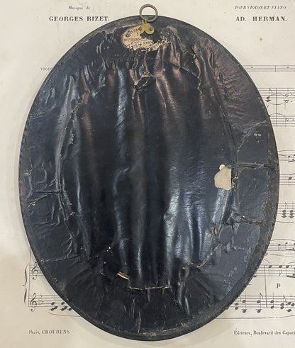 Rare Large Antique French Mourning Hair Art Domed Glass Wooden Frame c1880