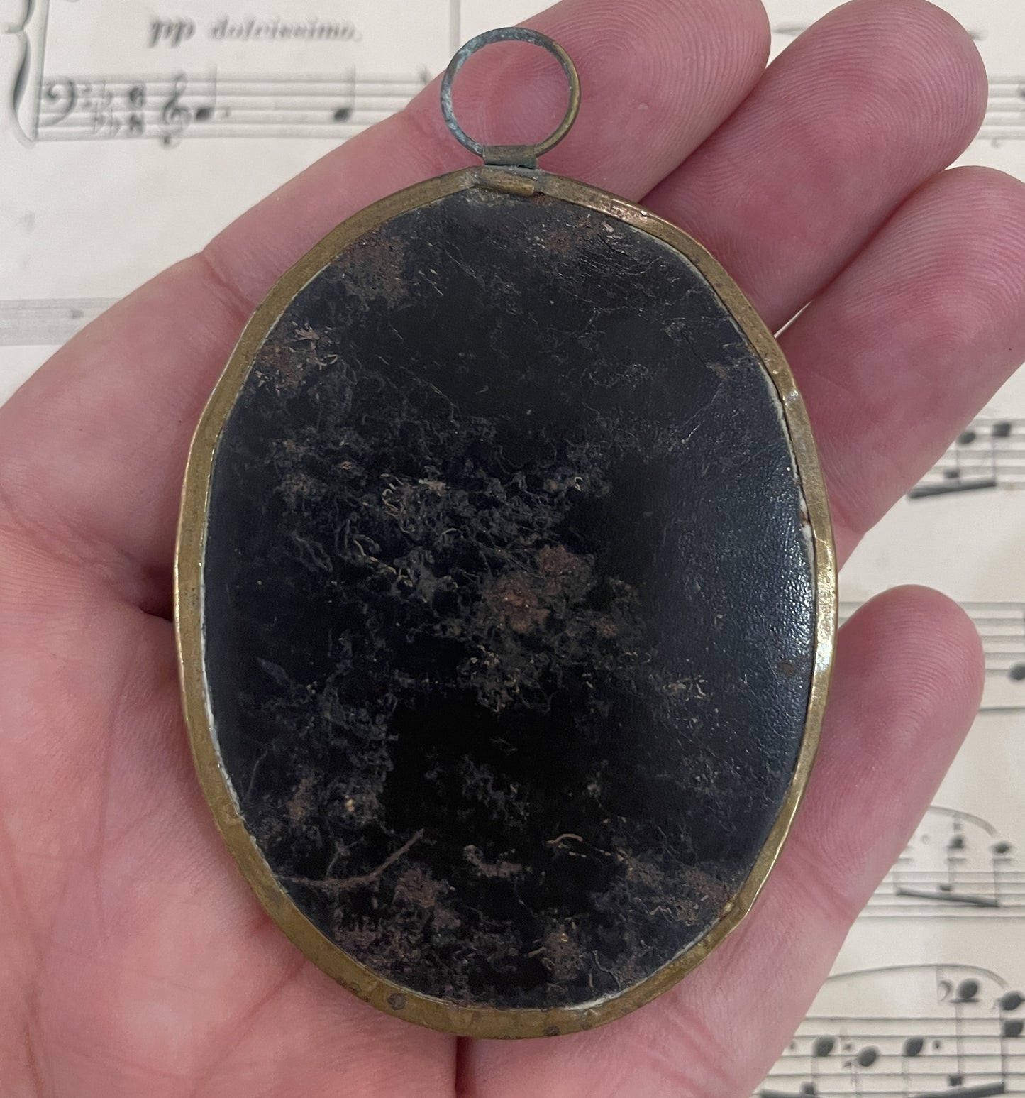 Rare Small Antique French Reliquary / Ex Voto Sacred Heart Domed Glass c1880