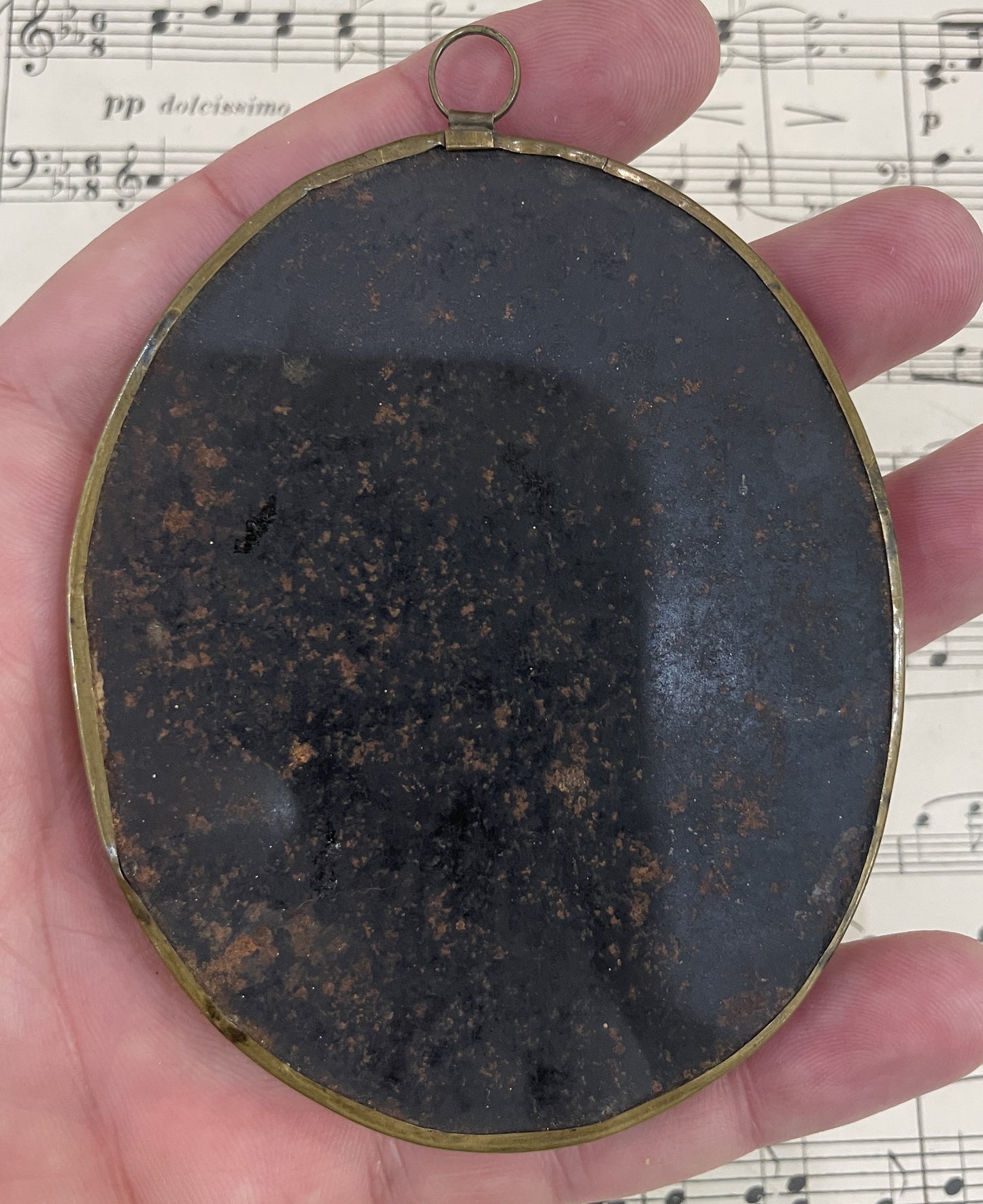 Rare Small Antique French Reliquary / Ex Voto Sacred Heart Domed Glass c1880
