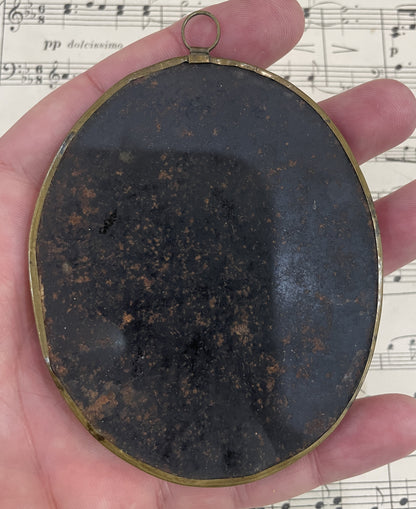 Rare Small Antique French Reliquary / Ex Voto Sacred Heart Domed Glass c1880