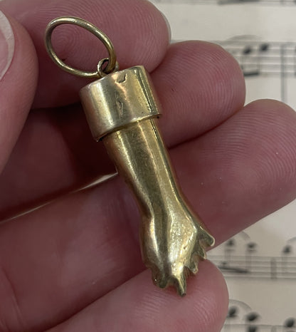Rare Antique Italian 10k Solid Gold Figa with Emerald c1900