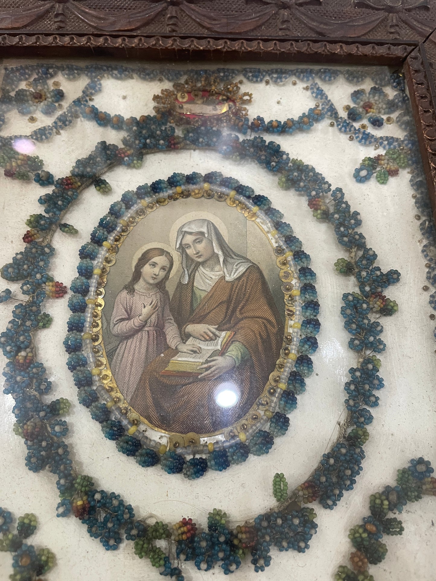 Rare Antique Italian Reliquary 2 Holy Relics St Dominica c1880