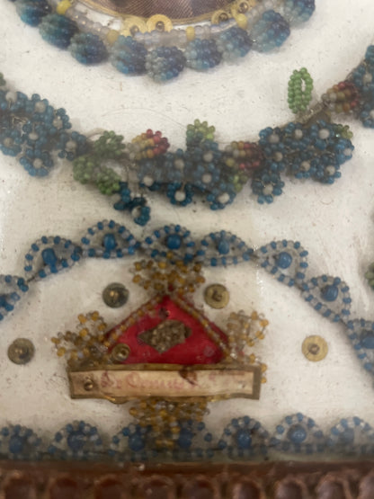 Rare Antique Italian Reliquary 2 Holy Relics St Dominica c1880