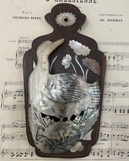 Rare Antique French Mother of Pearl Duck Fan Holder Curiosity c1920