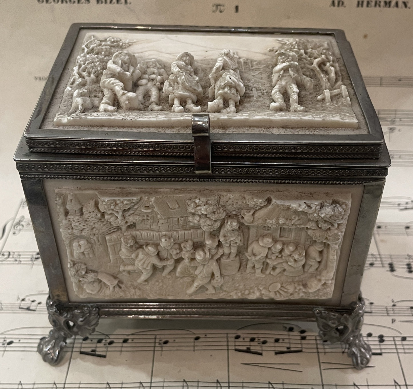 RARE Large Antique French Petrifying Well Jewelry Box c1900