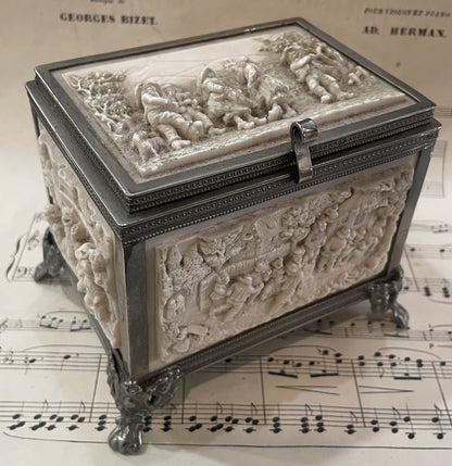 RARE Large Antique French Petrifying Well Jewelry Box c1900
