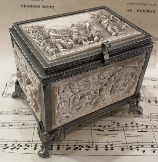 RARE Large Antique French Petrifying Well Jewelry Box c1900