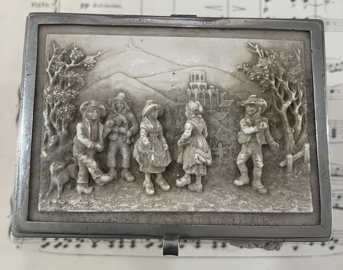 RARE Large Antique French Petrifying Well Jewelry Box c1900