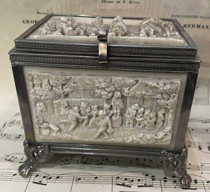 RARE Large Antique French Petrifying Well Jewelry Box c1900
