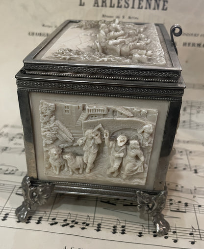 RARE Large Antique French Petrifying Well Jewelry Box c1900