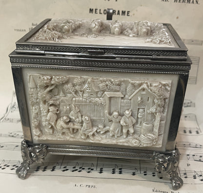 RARE Large Antique French Petrifying Well Jewelry Box c1900