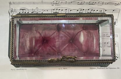 Rare Large Antique French Jewelry Box Beveled Glass c1900
