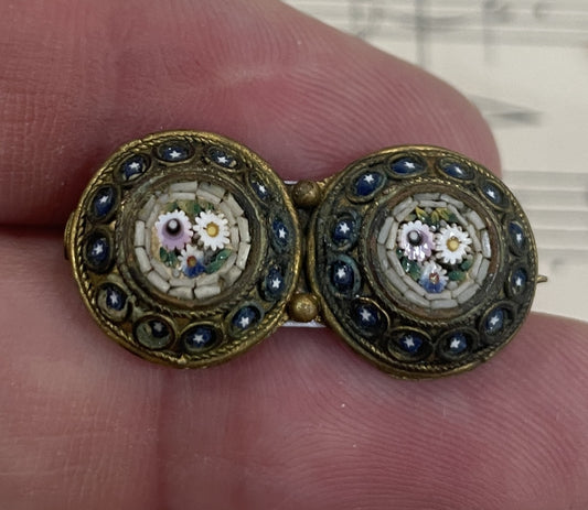 Antique Italian Micromosaic Micro Mosaic Millefiori Brooch c1900