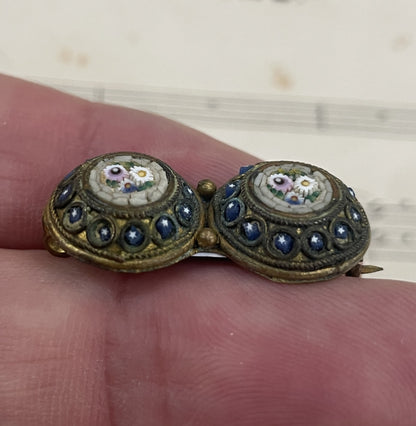 Antique Italian Micromosaic Micro Mosaic Millefiori Brooch c1900
