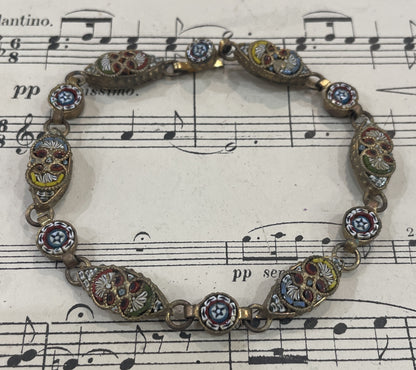 Antique Italian Micro Mosaic Micromosaic Millefiori Bracelet c1920