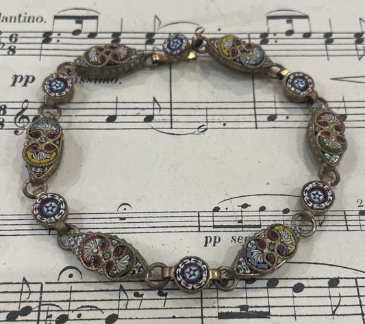 Antique Italian Micro Mosaic Micromosaic Millefiori Bracelet c1920