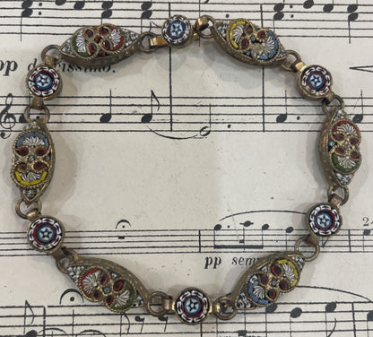 Antique Italian Micro Mosaic Micromosaic Millefiori Bracelet c1920