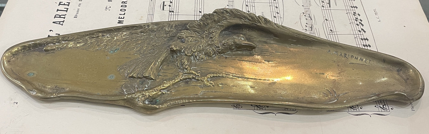 Rare Large Antique Art Nouveau French Bronze Tray Eagle Signed Marionnet c1900