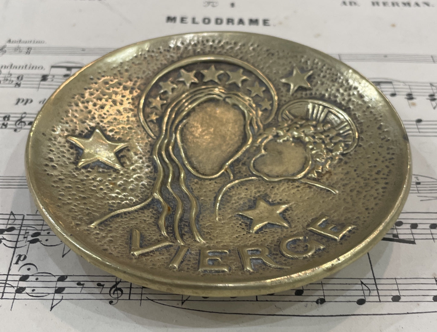 Antique French Max Le Verrier Bronze Tray Virgo c1940