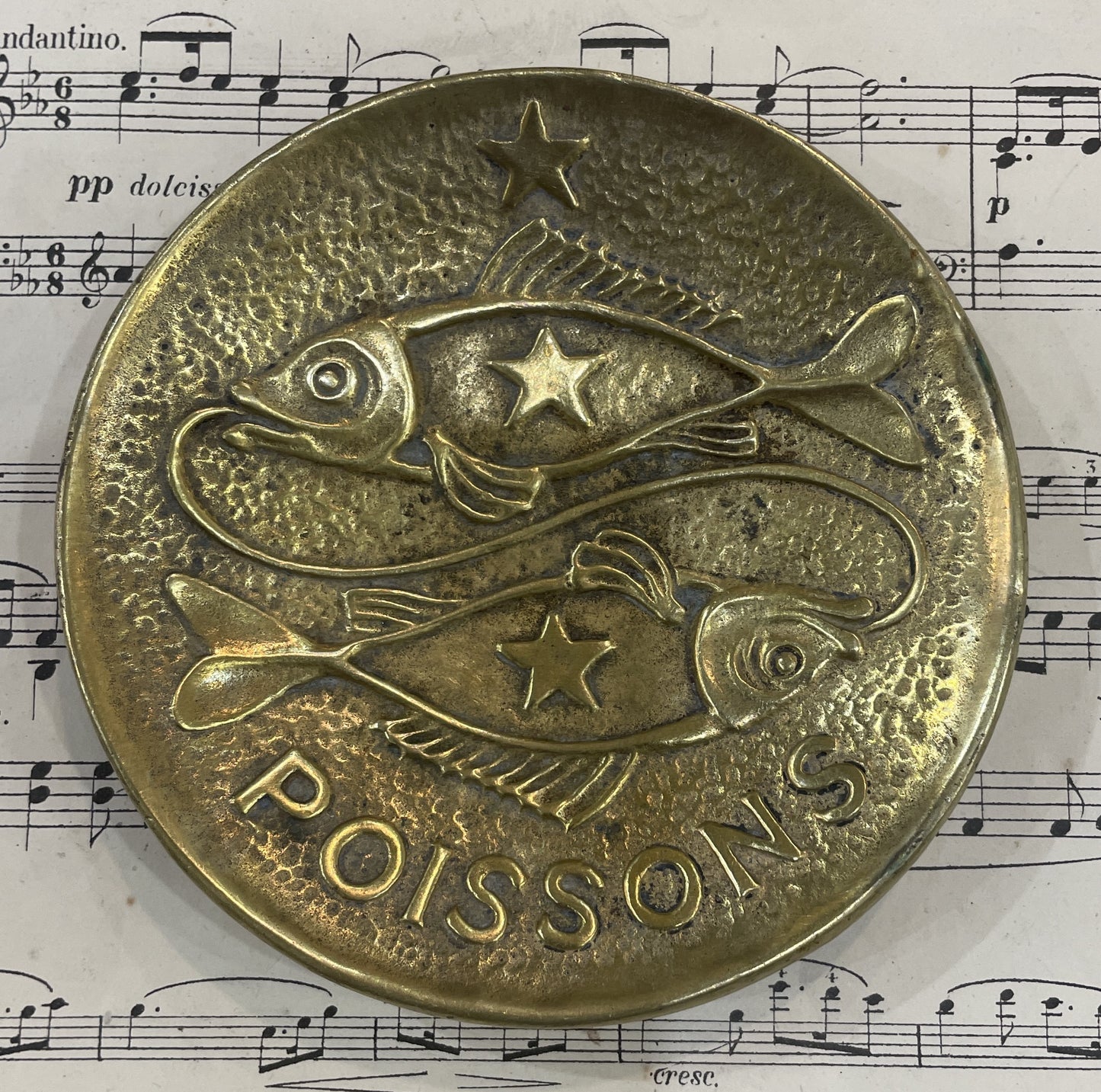 Antique French Max Le Verrier Bronze Tray Pisces c1940