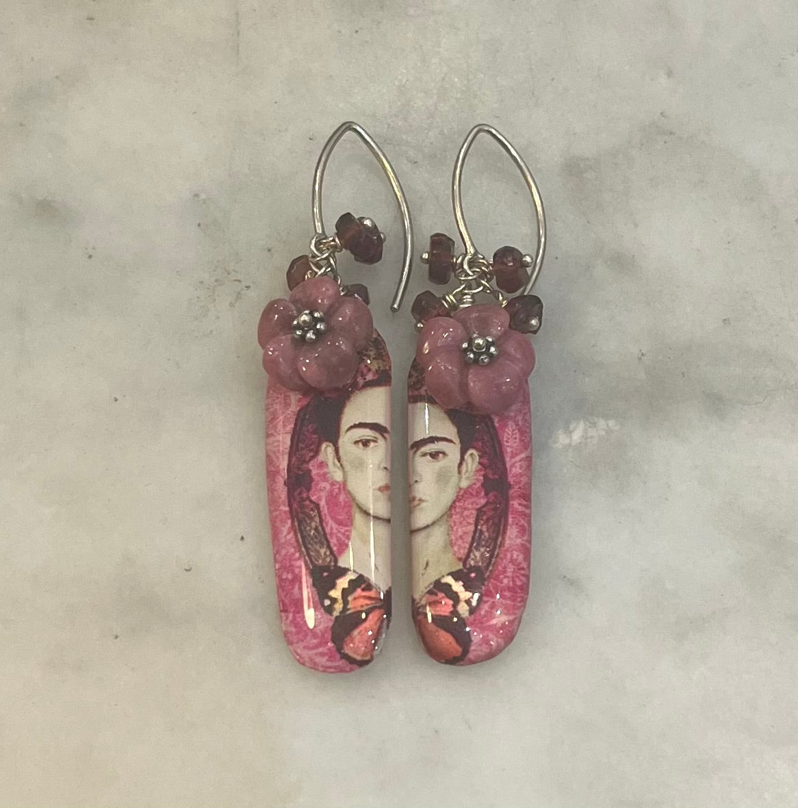 Pink Frida Earrings with rhodonite blossoms